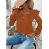imageFalechay Womens Bow Tie Back Tops Square Neck Long Ruffle Sleeve TShirts Cute Babydoll Chiffon Texture Women Trendy TunicOrange