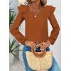 imageFalechay Womens Bow Tie Back Tops Square Neck Long Ruffle Sleeve TShirts Cute Babydoll Chiffon Texture Women Trendy TunicOrange