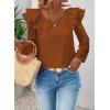 imageFalechay Womens Bow Tie Back Tops Square Neck Long Ruffle Sleeve TShirts Cute Babydoll Chiffon Texture Women Trendy TunicOrange