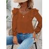 imageFalechay Womens Bow Tie Back Tops Square Neck Long Ruffle Sleeve TShirts Cute Babydoll Chiffon Texture Women Trendy TunicOrange
