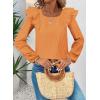 imageFalechay Womens Bow Tie Back Tops Square Neck Long Ruffle Sleeve TShirts Cute Babydoll Chiffon Texture Women Trendy TunicOrange1