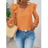 imageFalechay Womens Bow Tie Back Tops Square Neck Long Ruffle Sleeve TShirts Cute Babydoll Chiffon Texture Women Trendy TunicOrange1