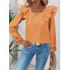 imageFalechay Womens Bow Tie Back Tops Square Neck Long Ruffle Sleeve TShirts Cute Babydoll Chiffon Texture Women Trendy TunicOrange1