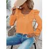 imageFalechay Womens Bow Tie Back Tops Square Neck Long Ruffle Sleeve TShirts Cute Babydoll Chiffon Texture Women Trendy TunicOrange1