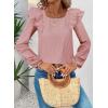 imageFalechay Womens Bow Tie Back Tops Square Neck Long Ruffle Sleeve TShirts Cute Babydoll Chiffon Texture Women Trendy TunicPink