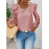 imageFalechay Womens Bow Tie Back Tops Square Neck Long Ruffle Sleeve TShirts Cute Babydoll Chiffon Texture Women Trendy TunicPink