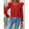 imageFalechay Womens Bow Tie Back Tops Square Neck Long Ruffle Sleeve TShirts Cute Babydoll Chiffon Texture Women Trendy TunicRed