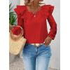 imageFalechay Womens Bow Tie Back Tops Square Neck Long Ruffle Sleeve TShirts Cute Babydoll Chiffon Texture Women Trendy TunicRed