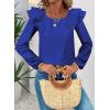 imageFalechay Womens Bow Tie Back Tops Square Neck Long Ruffle Sleeve TShirts Cute Babydoll Chiffon Texture Women Trendy TunicRoyal Blue