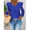 imageFalechay Womens Bow Tie Back Tops Square Neck Long Ruffle Sleeve TShirts Cute Babydoll Chiffon Texture Women Trendy TunicRoyal Blue