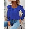 imageFalechay Womens Bow Tie Back Tops Square Neck Long Ruffle Sleeve TShirts Cute Babydoll Chiffon Texture Women Trendy TunicRoyal Blue