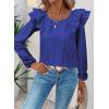 imageFalechay Womens Bow Tie Back Tops Square Neck Long Ruffle Sleeve TShirts Cute Babydoll Chiffon Texture Women Trendy TunicRoyal Blue