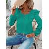 imageFalechay Womens Bow Tie Back Tops Square Neck Long Ruffle Sleeve TShirts Cute Babydoll Chiffon Texture Women Trendy TunicTurquoise