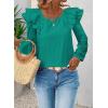 imageFalechay Womens Bow Tie Back Tops Square Neck Long Ruffle Sleeve TShirts Cute Babydoll Chiffon Texture Women Trendy TunicTurquoise
