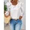 imageFalechay Womens Bow Tie Back Tops Square Neck Long Ruffle Sleeve TShirts Cute Babydoll Chiffon Texture Women Trendy TunicWhite