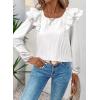 imageFalechay Womens Bow Tie Back Tops Square Neck Long Ruffle Sleeve TShirts Cute Babydoll Chiffon Texture Women Trendy TunicWhite