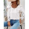 imageFalechay Womens Bow Tie Back Tops Square Neck Long Ruffle Sleeve TShirts Cute Babydoll Chiffon Texture Women Trendy TunicWhite