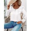 imageFalechay Womens Bow Tie Back Tops Square Neck Long Ruffle Sleeve TShirts Cute Babydoll Chiffon Texture Women Trendy TunicWhite