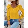 imageFalechay Womens Bow Tie Back Tops Square Neck Long Ruffle Sleeve TShirts Cute Babydoll Chiffon Texture Women Trendy TunicYellow