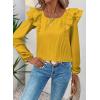 imageFalechay Womens Bow Tie Back Tops Square Neck Long Ruffle Sleeve TShirts Cute Babydoll Chiffon Texture Women Trendy TunicYellow