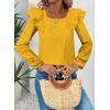 imageFalechay Womens Bow Tie Back Tops Square Neck Long Ruffle Sleeve TShirts Cute Babydoll Chiffon Texture Women Trendy TunicYellow