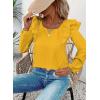 imageFalechay Womens Bow Tie Back Tops Square Neck Long Ruffle Sleeve TShirts Cute Babydoll Chiffon Texture Women Trendy TunicYellow