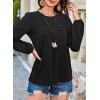 imageFalechay Womens Fall Tops Crewneck Long Sleeve Striped Shirts Dressy Casual Ribbed Blouses Flowy Hem Boho Clothing 2025Black