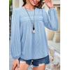 imageFalechay Womens Fall Tops Crewneck Long Sleeve Striped Shirts Dressy Casual Ribbed Blouses Flowy Hem Boho Clothing 2025Blue