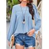 imageFalechay Womens Fall Tops Crewneck Long Sleeve Striped Shirts Dressy Casual Ribbed Blouses Flowy Hem Boho Clothing 2025Blue