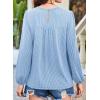 imageFalechay Womens Fall Tops Crewneck Long Sleeve Striped Shirts Dressy Casual Ribbed Blouses Flowy Hem Boho Clothing 2025Blue