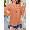 imageFalechay Womens Fall Tops Crewneck Long Sleeve Striped Shirts Dressy Casual Ribbed Blouses Flowy Hem Boho Clothing 2025Bright Orange