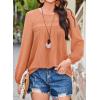 imageFalechay Womens Fall Tops Crewneck Long Sleeve Striped Shirts Dressy Casual Ribbed Blouses Flowy Hem Boho Clothing 2025Bright Orange