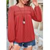 imageFalechay Womens Fall Tops Crewneck Long Sleeve Striped Shirts Dressy Casual Ribbed Blouses Flowy Hem Boho Clothing 2025Bright Red