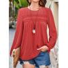 imageFalechay Womens Fall Tops Crewneck Long Sleeve Striped Shirts Dressy Casual Ribbed Blouses Flowy Hem Boho Clothing 2025Bright Red
