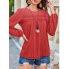 imageFalechay Womens Fall Tops Crewneck Long Sleeve Striped Shirts Dressy Casual Ribbed Blouses Flowy Hem Boho Clothing 2025Bright Red