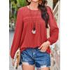 imageFalechay Womens Fall Tops Crewneck Long Sleeve Striped Shirts Dressy Casual Ribbed Blouses Flowy Hem Boho Clothing 2025Bright Red