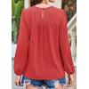 imageFalechay Womens Fall Tops Crewneck Long Sleeve Striped Shirts Dressy Casual Ribbed Blouses Flowy Hem Boho Clothing 2025Bright Red
