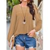 imageFalechay Womens Fall Tops Crewneck Long Sleeve Striped Shirts Dressy Casual Ribbed Blouses Flowy Hem Boho Clothing 2025Brown