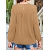 imageFalechay Womens Fall Tops Crewneck Long Sleeve Striped Shirts Dressy Casual Ribbed Blouses Flowy Hem Boho Clothing 2025Brown