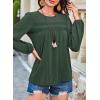 imageFalechay Womens Fall Tops Crewneck Long Sleeve Striped Shirts Dressy Casual Ribbed Blouses Flowy Hem Boho Clothing 2025Dark Green