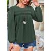 imageFalechay Womens Fall Tops Crewneck Long Sleeve Striped Shirts Dressy Casual Ribbed Blouses Flowy Hem Boho Clothing 2025Dark Green