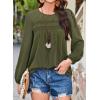 imageFalechay Womens Fall Tops Crewneck Long Sleeve Striped Shirts Dressy Casual Ribbed Blouses Flowy Hem Boho Clothing 2025Green