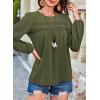 imageFalechay Womens Fall Tops Crewneck Long Sleeve Striped Shirts Dressy Casual Ribbed Blouses Flowy Hem Boho Clothing 2025Green