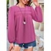 imageFalechay Womens Fall Tops Crewneck Long Sleeve Striped Shirts Dressy Casual Ribbed Blouses Flowy Hem Boho Clothing 2025Hot Pink