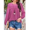 imageFalechay Womens Fall Tops Crewneck Long Sleeve Striped Shirts Dressy Casual Ribbed Blouses Flowy Hem Boho Clothing 2025Hot Pink