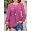 imageFalechay Womens Fall Tops Crewneck Long Sleeve Striped Shirts Dressy Casual Ribbed Blouses Flowy Hem Boho Clothing 2025Hot Pink