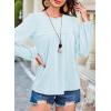 imageFalechay Womens Fall Tops Crewneck Long Sleeve Striped Shirts Dressy Casual Ribbed Blouses Flowy Hem Boho Clothing 2025Light Blue