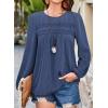 imageFalechay Womens Fall Tops Crewneck Long Sleeve Striped Shirts Dressy Casual Ribbed Blouses Flowy Hem Boho Clothing 2025Navy Blue