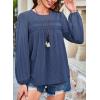 imageFalechay Womens Fall Tops Crewneck Long Sleeve Striped Shirts Dressy Casual Ribbed Blouses Flowy Hem Boho Clothing 2025Navy Blue