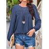 imageFalechay Womens Fall Tops Crewneck Long Sleeve Striped Shirts Dressy Casual Ribbed Blouses Flowy Hem Boho Clothing 2025Navy Blue